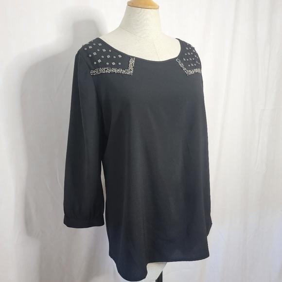 A.N.A. Medium Beaded 3/4 Sleeve Blouse - Picture 2 of 14
